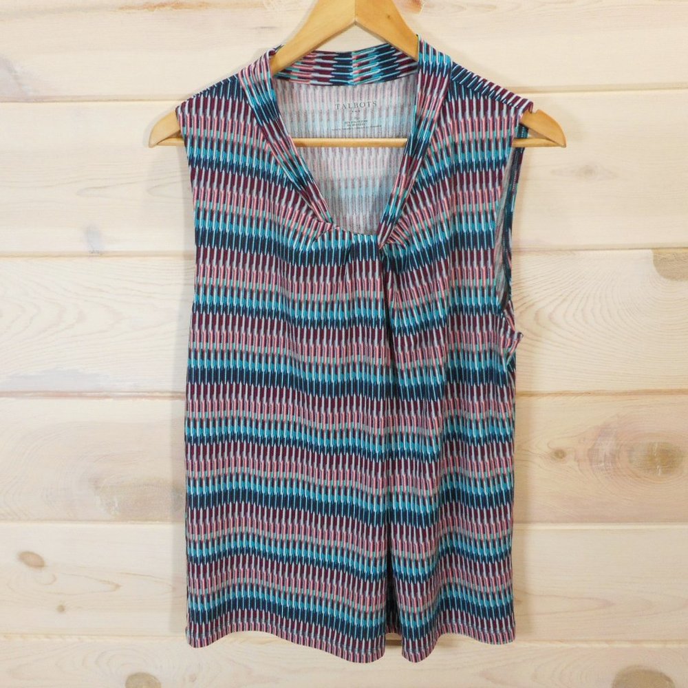 Talbots Women's size XL Sleeveless Blouse Shirt Twist Knot Front Top